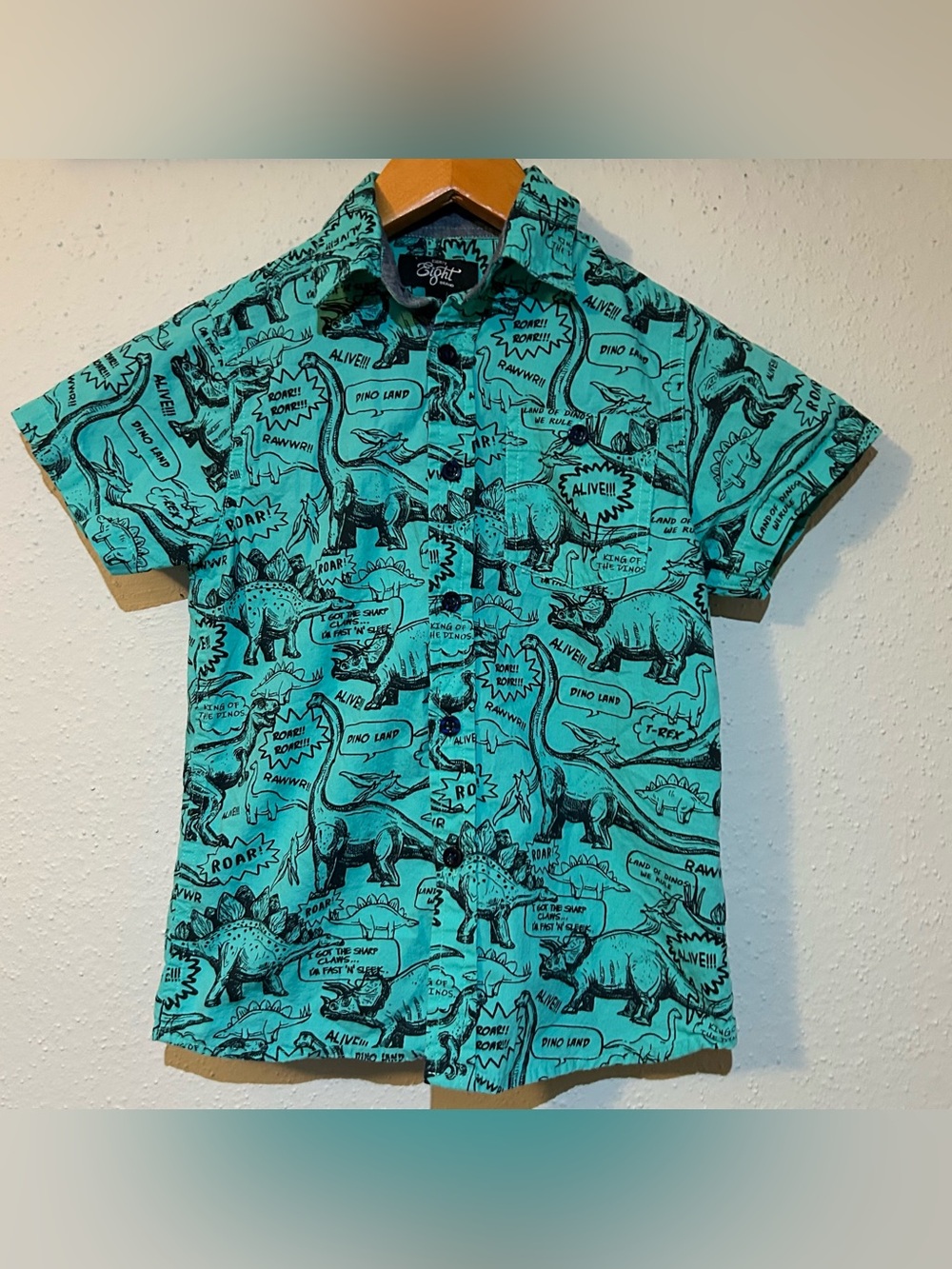 Eighty Eight Brand Boys Dinosaur Print Button-Down Shirt